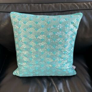 Thro Marlo Lorenz silver sequins turquoise green throw pillow
